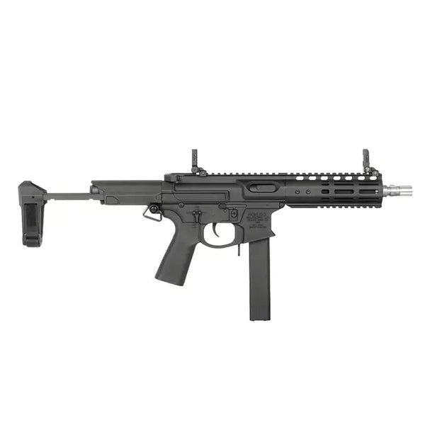Dettaglio rail Picatinny M-LOK della replica EMG Noveske Space Invader – close-up per accessori.