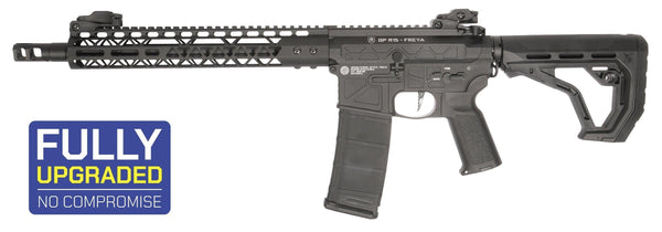 Delta Armory Freya R15 Skeleton 13-inch Black Airsoft Gun Replica - Sleek black design with skeletonized receiver and 13-inch barrel.