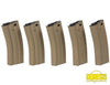 Set Of 5 Hi-Cap 300 Bb Magazines For M4/m16 Replicas - Tan Caricatori